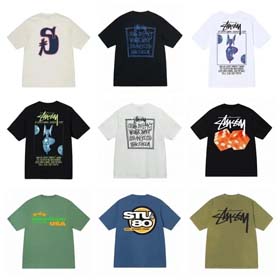 Stu short-sleeved logo outerwear popular couple T-shirt-1856